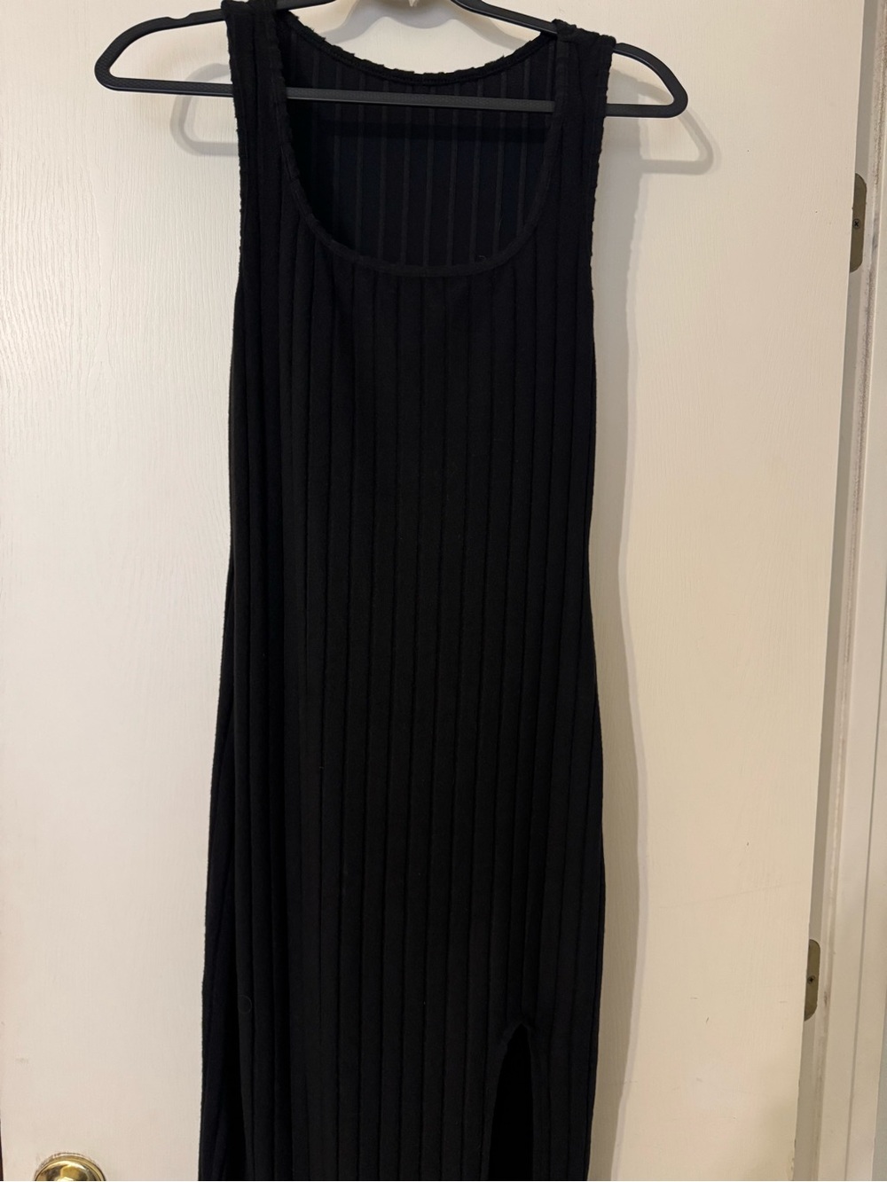 Black Ribbed Tank Dress - Women